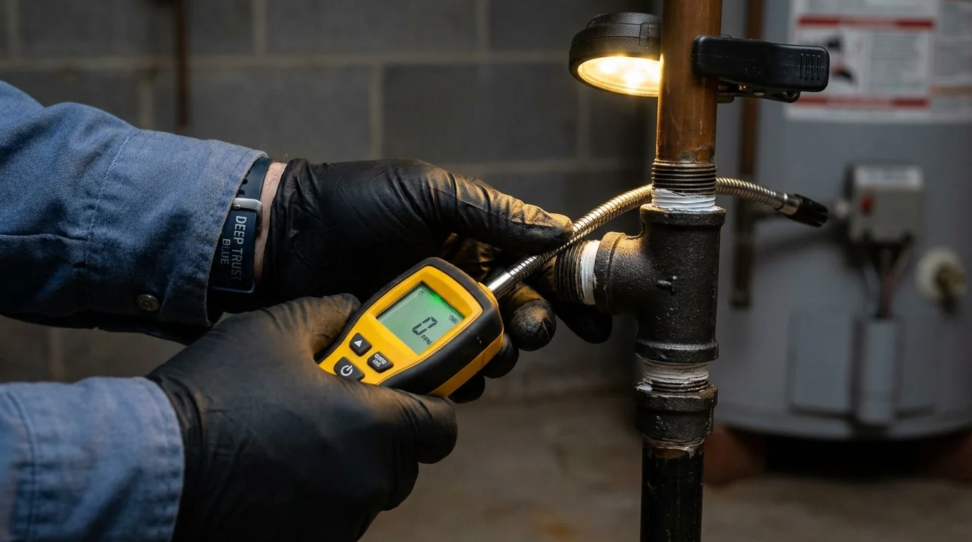 Gas leak detection with electronic sniffer by Johns Plumbing LLC in Inverness