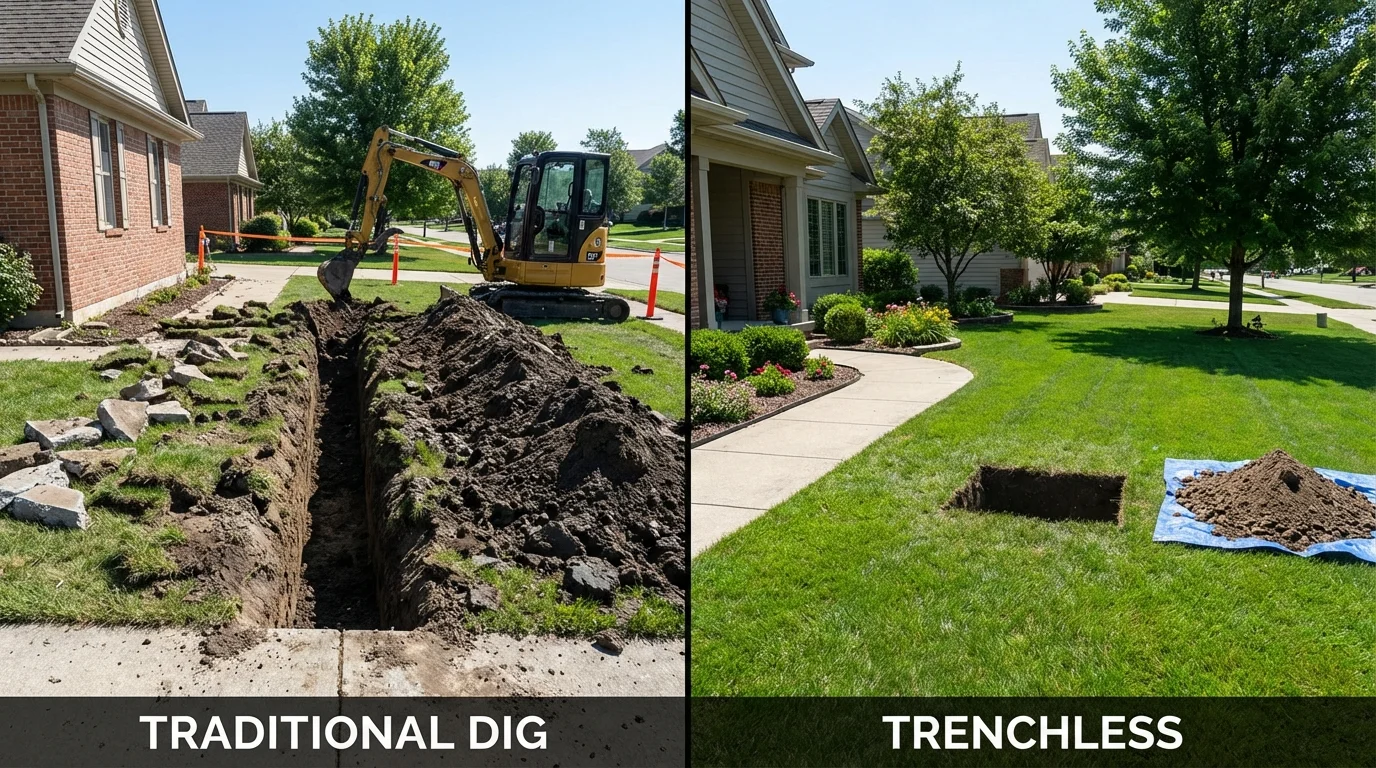 Trenchless sewer repair with minimal yard damage versus traditional excavation in Inverness, FL